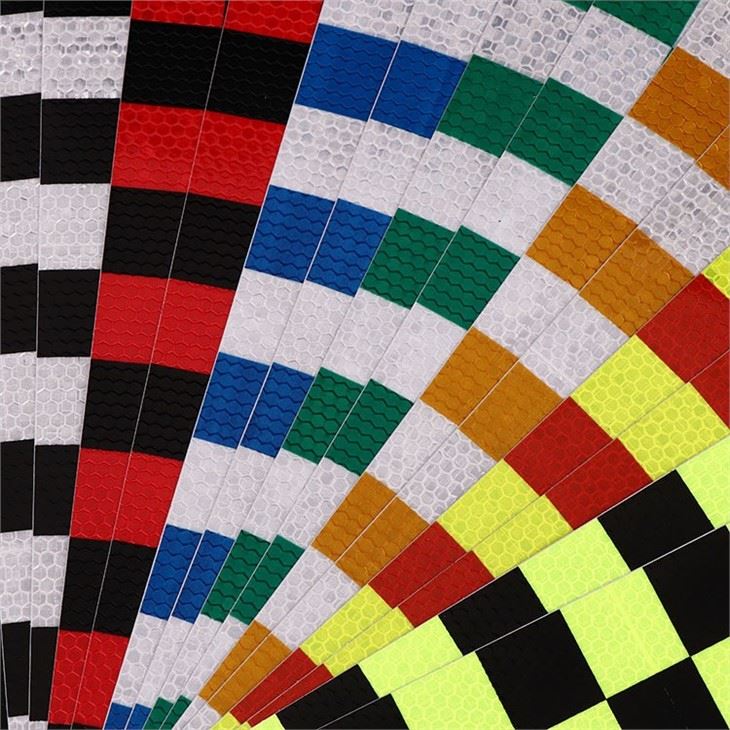 Red And White Reflective Checkered Tape Sticker